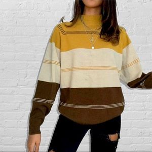 Mock Neck ColorBlock Vintage Sweater
